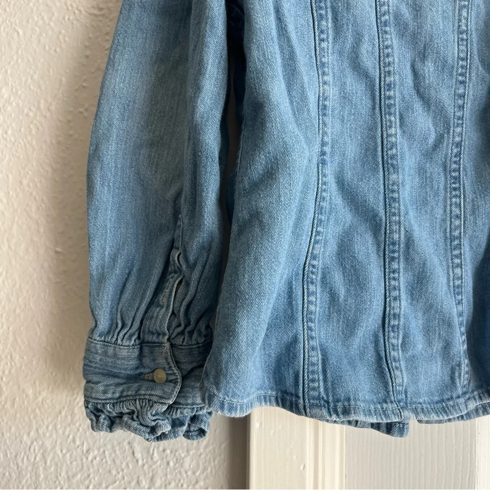 Ralph Lauren girls denim button down ruffle shirt